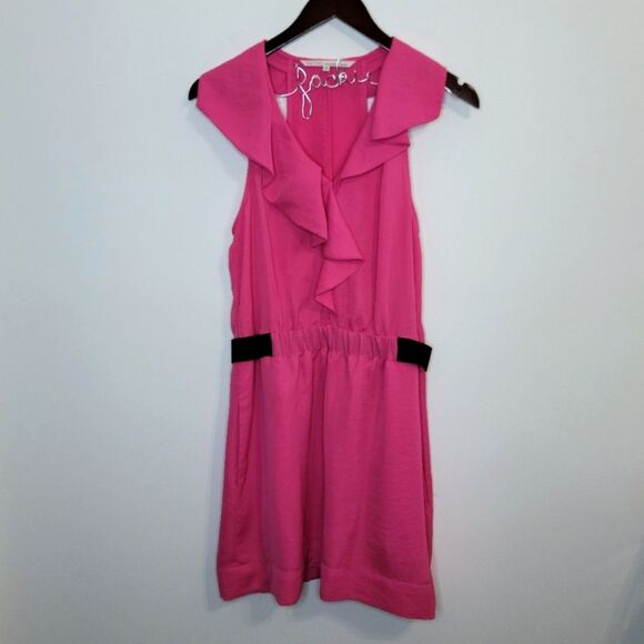 RACHEL Rachel Roy Pink Dress Ruffle Detail Stretch Waist Size 10 - Picture 1 of 10